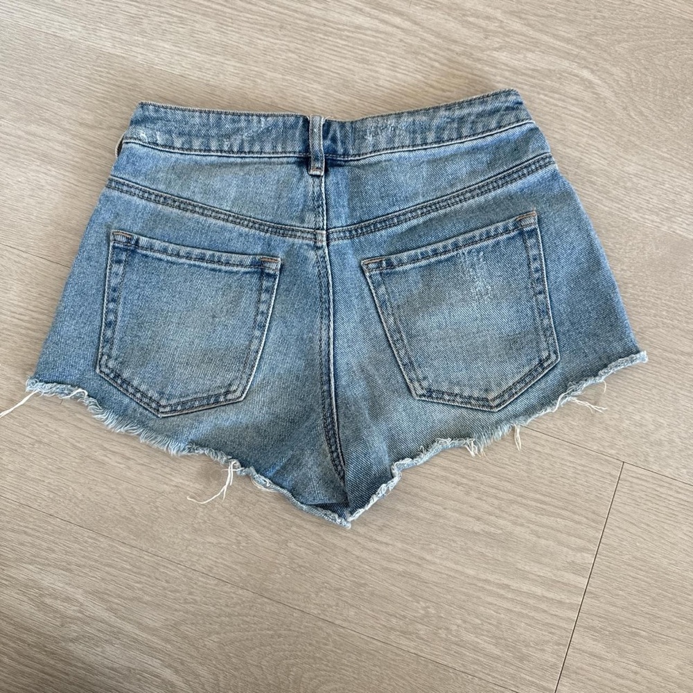 PacSun Light Blue Ripped Jean Shorts - Picture 2 of 2